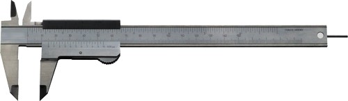 Abbildung: Taschenmessschieber mit rundem Tiefenmass DIN 862 0 - 150 mm (0 - 6 inch) (Das Bild kann vom Original geringfügig abweichen.)