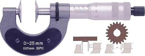 Abbildung: Präz. Zahnweiten Bügel- Messschraube DIN 863 75 - 100 mm (Das Bild kann vom Original geringfügig abweichen.)
