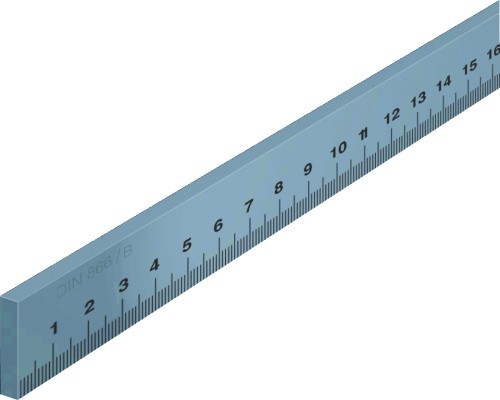 Abbildung: Maßstab, Arbeitsmaßstab mit mm-Teilung DIN 866-B 5000 mm (Das Bild kann vom Original geringfügig abweichen.)
