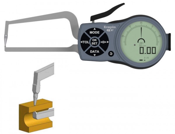 Abbildung: Außenmessgerät, Rohrwandmessgerät, elektronisch Kroeplin K2R20S 0 mm - 20,0 mm (Das Bild kann vom Original geringfügig abweichen.)