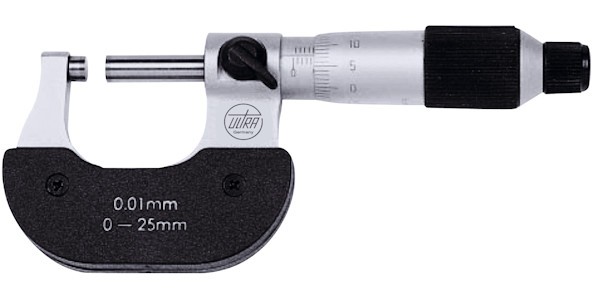 Abbildung: Bügelmessschraube mit vorgezogener Ratsche DIN 863 25 - 50 mm (Das Bild kann vom Original geringfügig abweichen.)