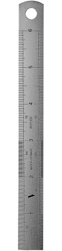 Abbildung: Rostfreier Stahlmaßstab, gem. BS 18 x 0,5 mm, 150 mm (6 inch) (Das Bild kann vom Original geringfügig abweichen.)
