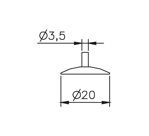 Abbildung: Messeinsatz Stahl gehärtet Messteller rund Ø20mm (Das Bild kann vom Original geringfügig abweichen.)