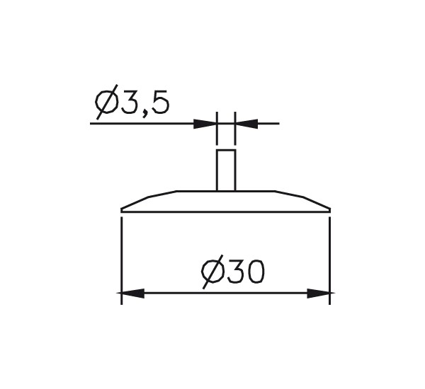 Abbildung: Messeinsatz Stahl gehärtet Messteller rund Ø30mm (Das Bild kann vom Original geringfügig abweichen.)