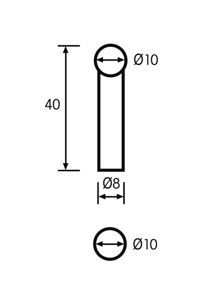 Abbildung: Messeinsatz Paar Vergleichsmessgeräte Ø 10mm, L = 40mm (Das Bild kann vom Original geringfügig abweichen.)