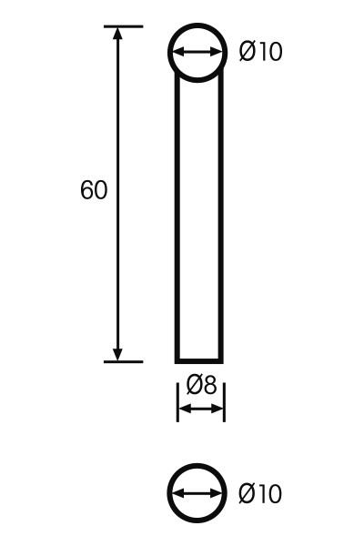 Abbildung: Messeinsatz Paar Vergleichsmessgeräte Ø 10mm, L = 60mm (Das Bild kann vom Original geringfügig abweichen.)