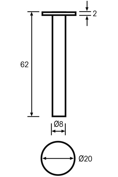 Abbildung: Messeinsatz Paar Vergleichsmessgeräte Ø 20mm, L = 62mm (Das Bild kann vom Original geringfügig abweichen.)