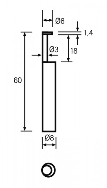 Abbildung: Messeinsatz Paar Vergleichsmessgeräte Ø 6mm, L = 60 (Das Bild kann vom Original geringfügig abweichen.)