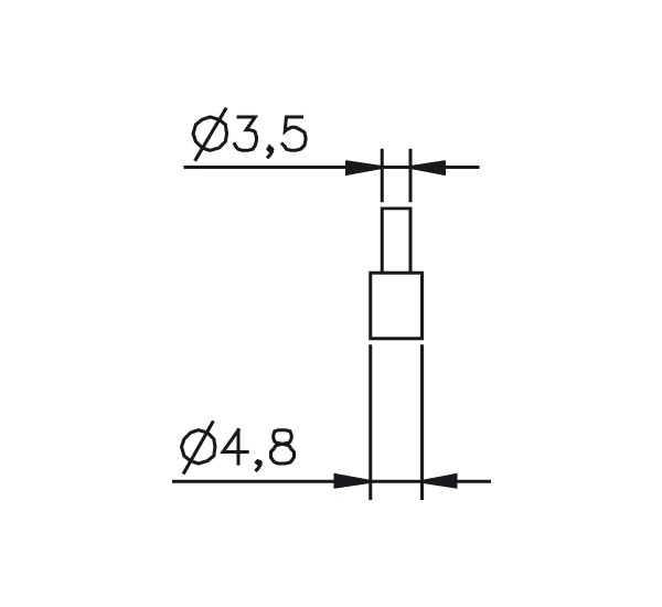 Abbildung: Messeinsatz Stahl gehärtet plan Ø 4,8mm (Das Bild kann vom Original geringfügig abweichen.)