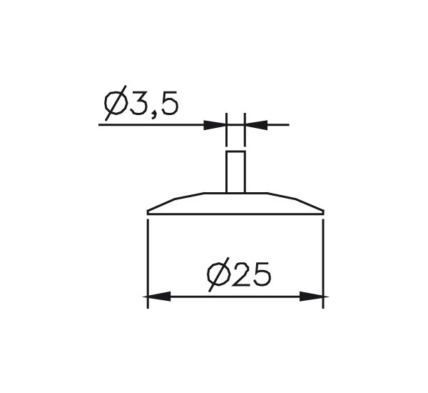 Abbildung: Messeinsatz Stahl gehärtet Messteller rund Ø25mm (Das Bild kann vom Original geringfügig abweichen.)