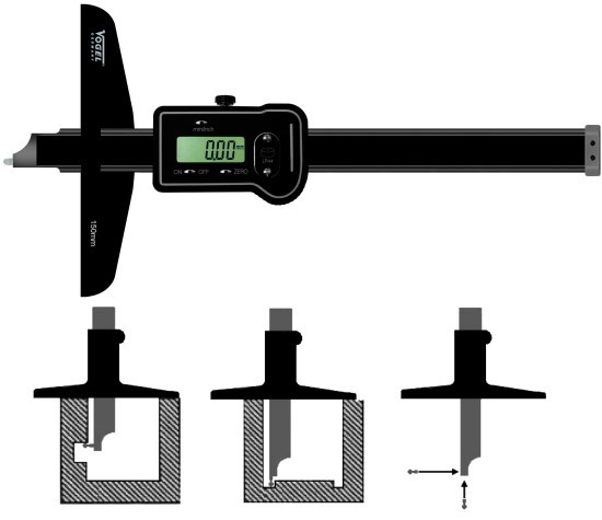 Digitaler Tiefenmessschieber, 0 - 500 mm (20 inch)