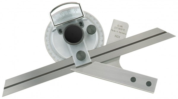 Abbildung: Universal - Winkelmesser Präzisionsausführung mit Feineinstellung 200 mm (Das Bild kann vom Original geringfügig abweichen.)