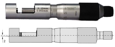 Abbildung: Drahtstärken - Messschraube DIN 863 0 - 13 mm (Das Bild kann vom Original geringfügig abweichen.)